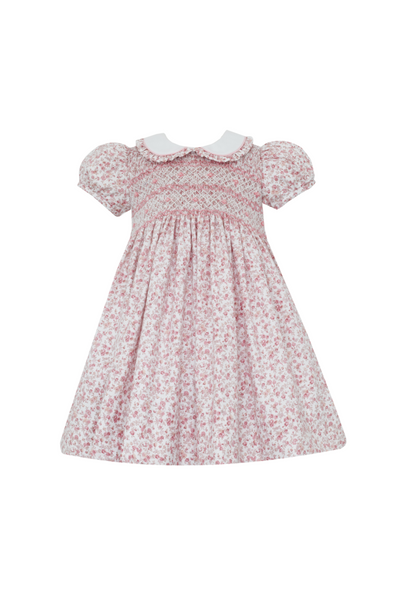 Anavini - Pink Roses Liberty Floral Twill Smocked Dress