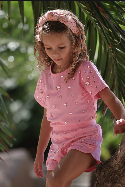 LOLA AND THE BOYS - TG - PINKY GEMS SHORT SET - PINK