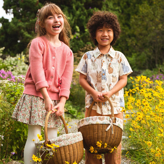 PINK CHICKEN - TB - BOYS JACK SHIRT - BLUE VINTAGE BUNNIES