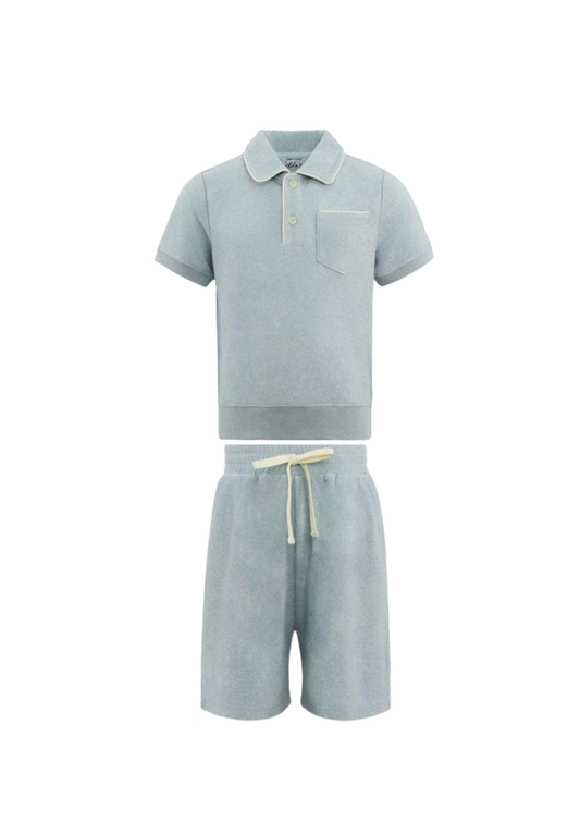 LOLA AND THE BOYS - BB - POWDER BLUE SUPER SOFT POLO SET - BLUE