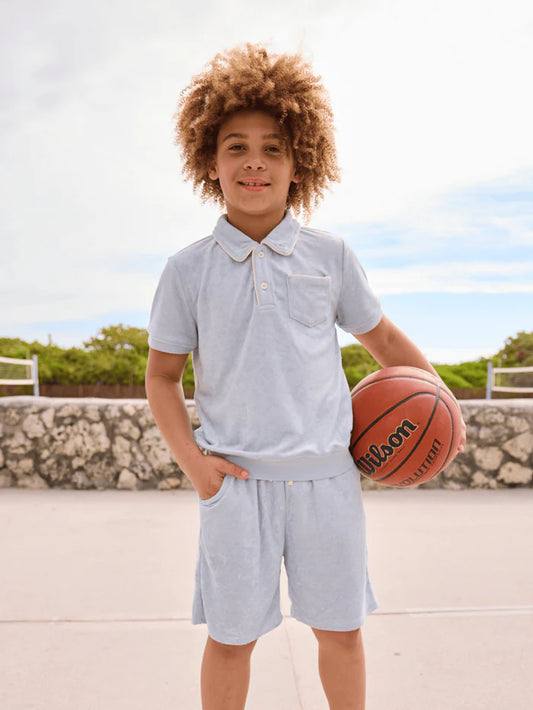 LOLA AND THE BOYS - BB - POWDER BLUE SUPER SOFT POLO SET - BLUE