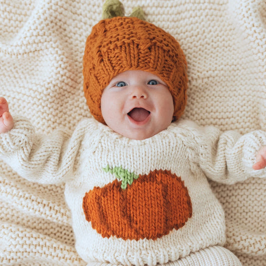 Huggalugs - BBY - Pumpkin Crew Neck Sweater - Beige