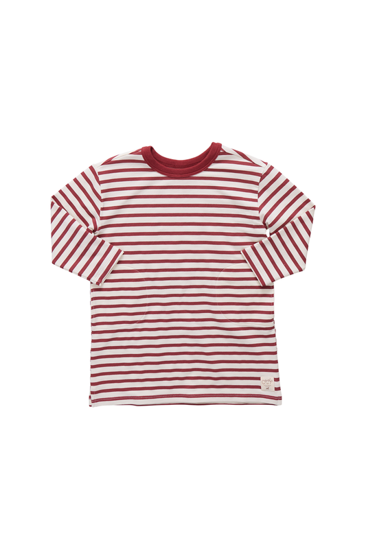 Pink Chicken - BG - Hopscotch Long Sleeve Dress -Dark Red Stripe
