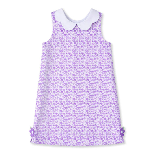 FLORENCE EISEMAN - TG - PRINTED PIQUE DRESS WITH FLOWERS  - PURPLE