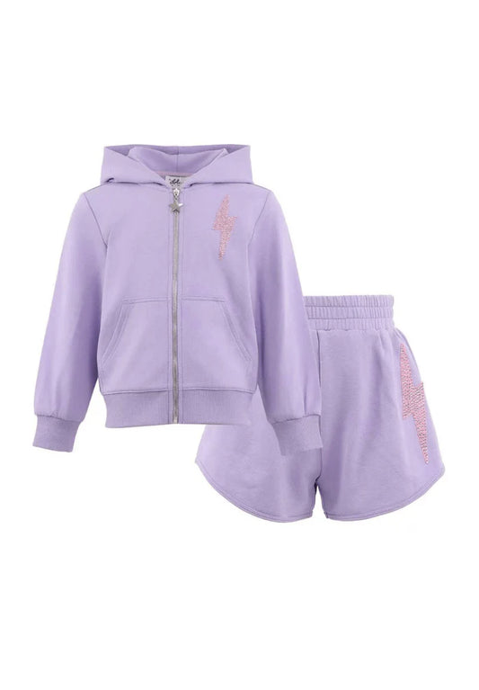 LOLA AND THE BOYS - TG - LAVENDER SHIMMER FLASH SHORT SET - LAVENDER