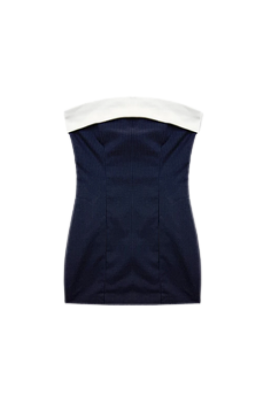 Katie J - BG - Star Dress With Contrast Band - Black/White