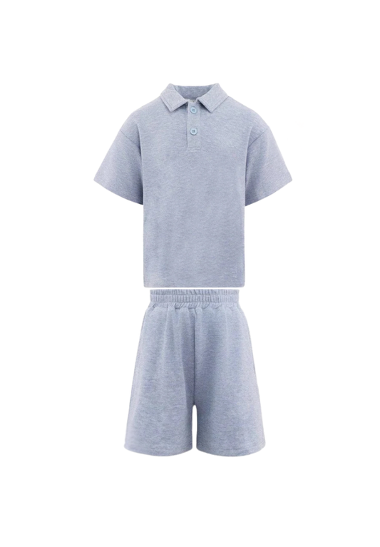 LOLA AND THE BOYS - BB - SUPER SOFT POLO SET - GRAY