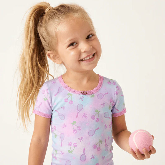 ESME - BG - GIRLS SS TOP & BOXER - CHERRY TENNIS
