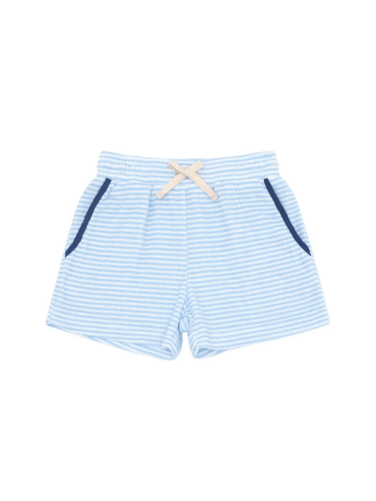 MINNOW - TB - BOYS POWDER BLUE STRIPE FRENCH TERRY SHORT - BLUE