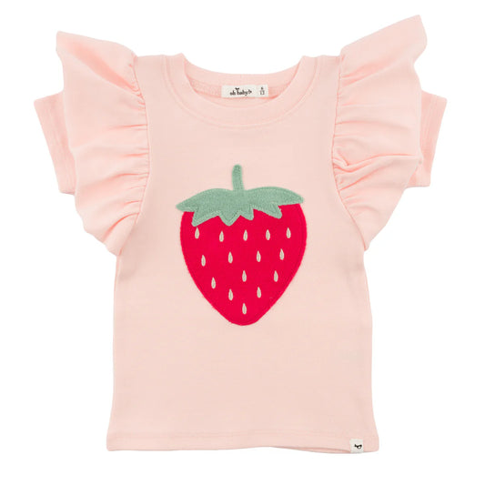 OH BABY! - BBY - STRAWBERRY BERRY BUTTERFLY TEE - PALE PINK