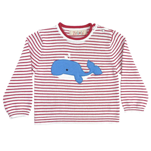 PETIT AMI & ZUBELS - TB - WHALE LIGHTWEIGHT KNIT SWEATER - RED