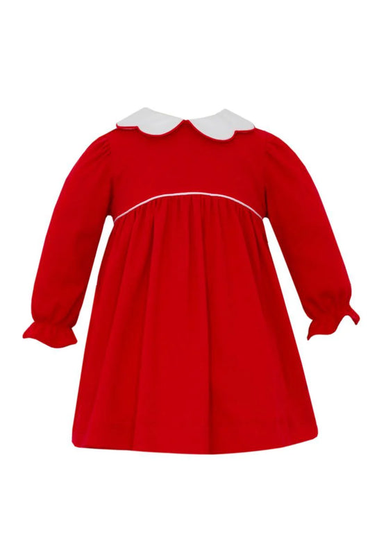 Petit Bebe - BBY - Knit Girl's dress w/ Scalloped Collar - Red