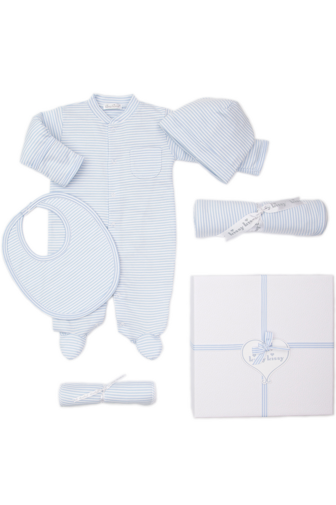 Blue Simple Stripe 5PC Gift Set with Gift Box