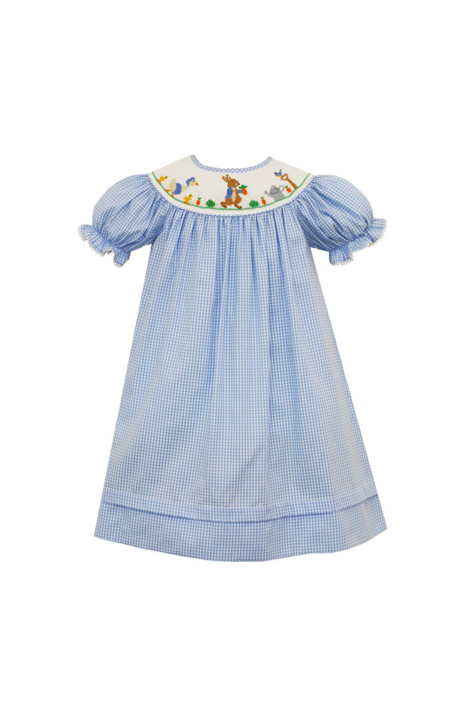 Blue Gingham Peter Rabbit Bishop Dress