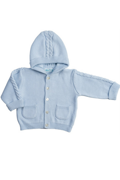 Hooded Cable Cardigan - Light Blue