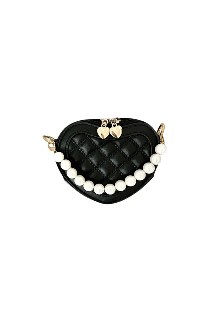 Black Heart Purse with Pearl Handle