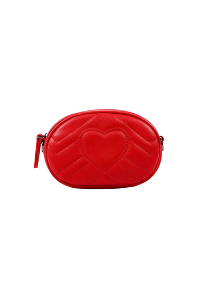 Quilted Heart Belt Bag - Red