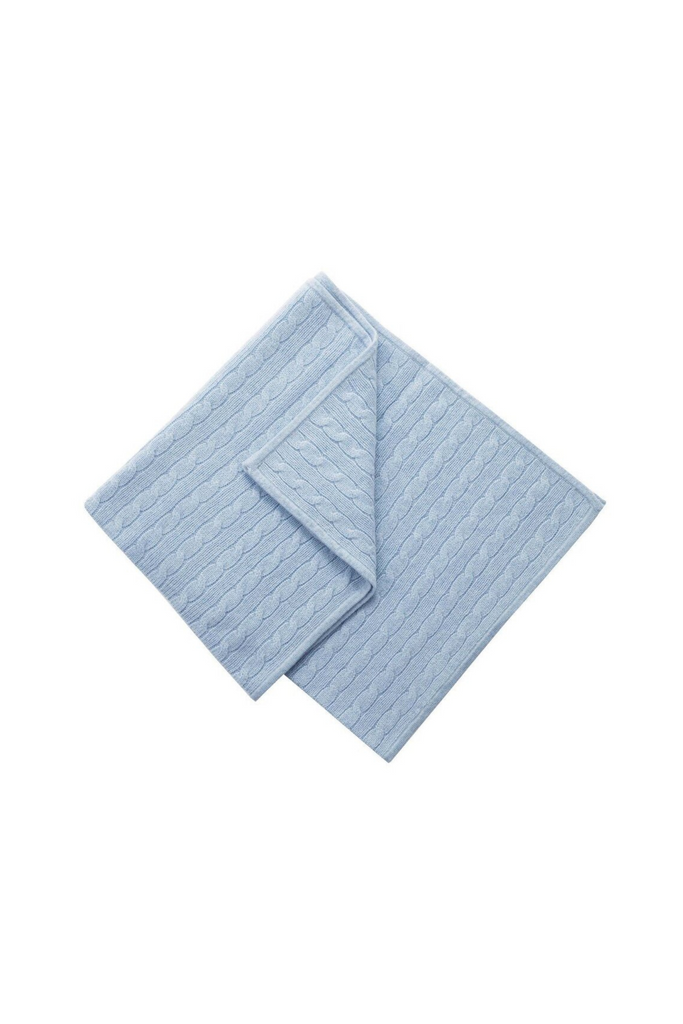 Blue Cashmere Cable Knit Blanket
