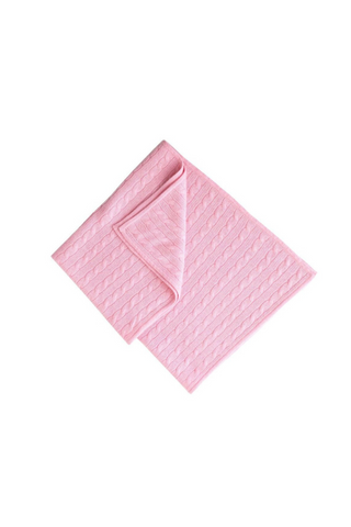 Pink Cashmere Cable Knit Blanket