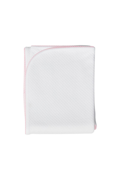 White Milano Blanket With Pink Trim