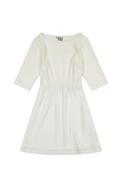 Leslie Bateau Dress - White Lace
