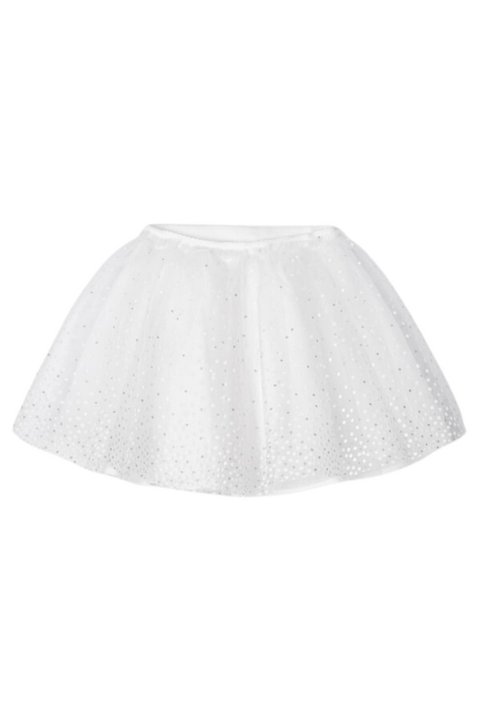 White Tulle Skirt With Silver Dots (2-6X)