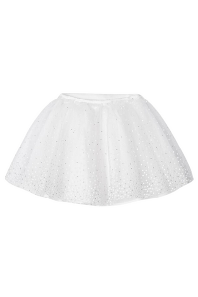 White Tulle Skirt With Silver Dots (7-16)