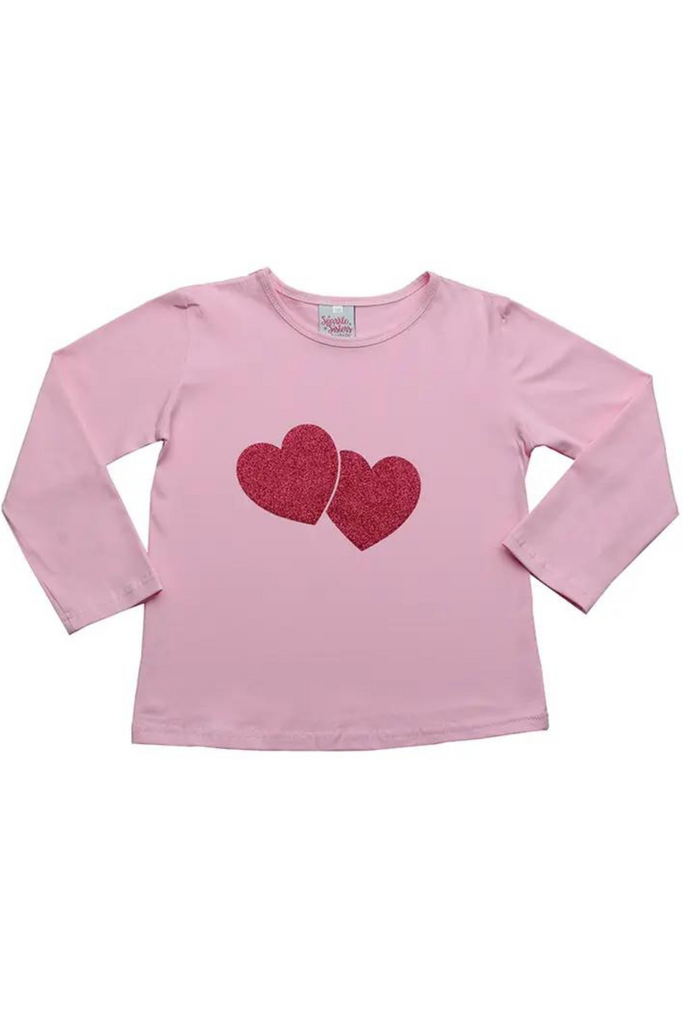 Double Heart Pink Long Sleeve T-Shirt