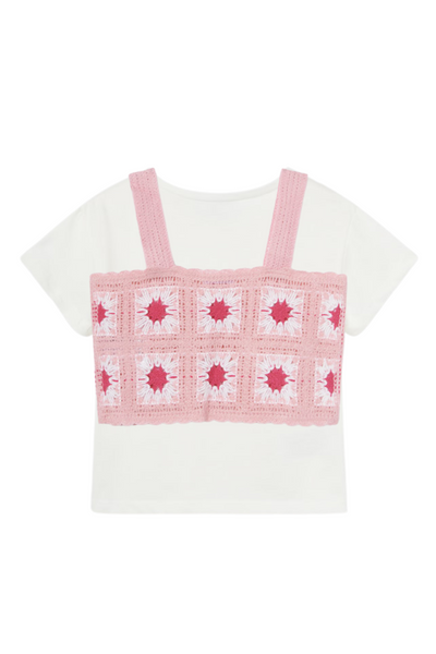 Pink Crochet Vest with T-Shirt (7-16)