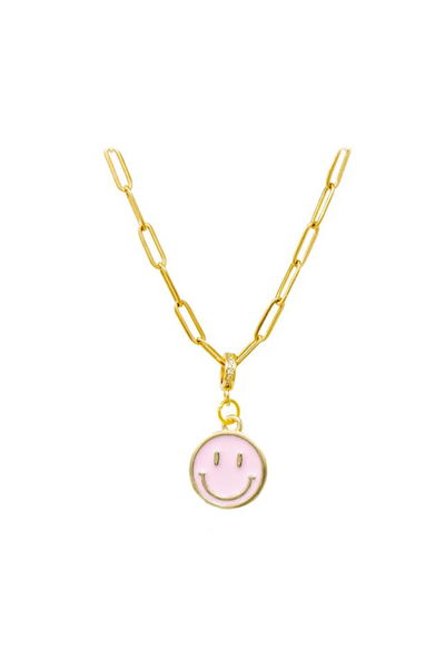 Pink Happy Face Necklace