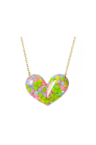 Dotty Heart Necklace - Multi Colored