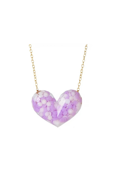 Dotty Heart Necklace - Purple