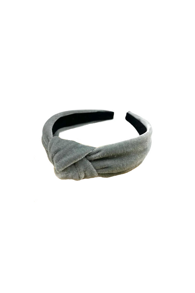 Gray Velvet Knotted Headband