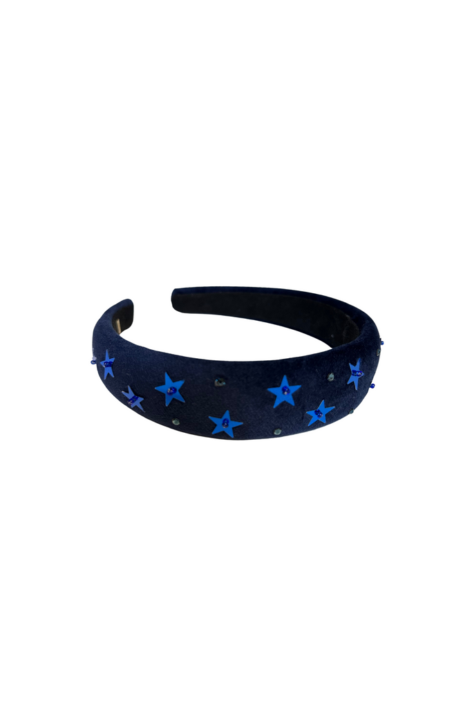 Crystal Star Studded Headband - Navy
