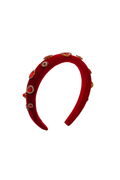 Headband With Jewels - Red