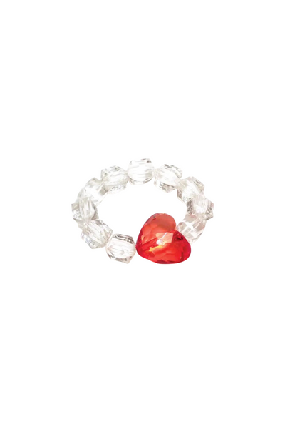 Heart Rock Candy Bracelet - White/Red